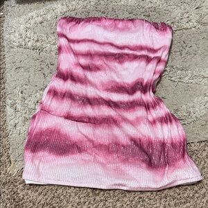 Pink Ombre Strapless Sequin dress
